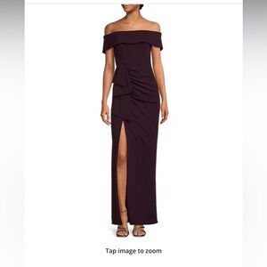 Plum off the shoulder dress